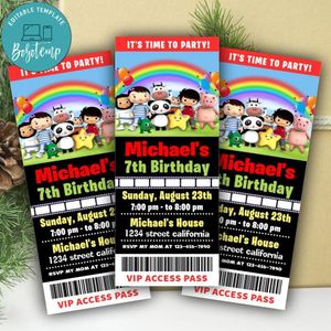 Little Baby Bum Birthday Ticket Ticket Invitation Customizable Template Instant Download