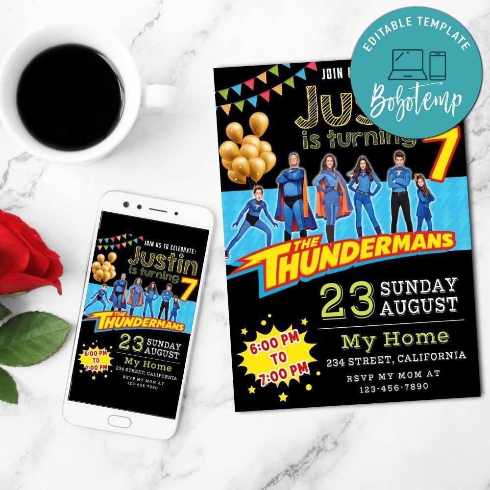 The Thundermans Birthday Mobile Invite Customizable Template Instant Download