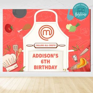 Masterchef Birthday Backdrop Digital File Template Instant Download
