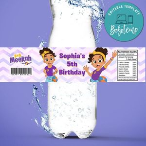 Meekah Bottle Label Birthday Water Bottle Label Template to Print at Home Instant Download