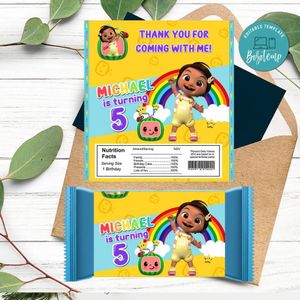Nina cocomelon Candy bar Label Customizable Template Instant Download