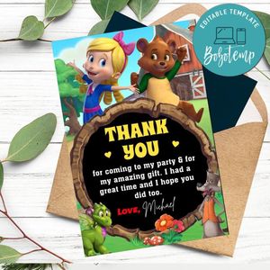 Goldie And Bear Thank You Card Customizable Template To Print At Home Instant Download