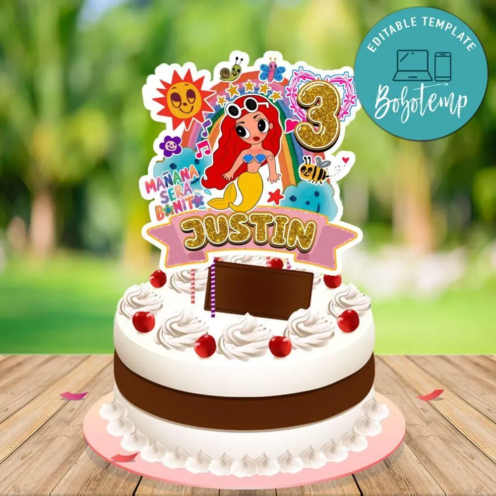 Manana sera bonito Birthday Cake Topper Template Printable | Bobotemp
