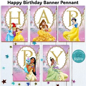 Disney Princess Banner Pennant Digital File Template Instant Download