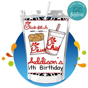Chick fil a Capri Sun Birthday Labels Digital File Printable Instant Download