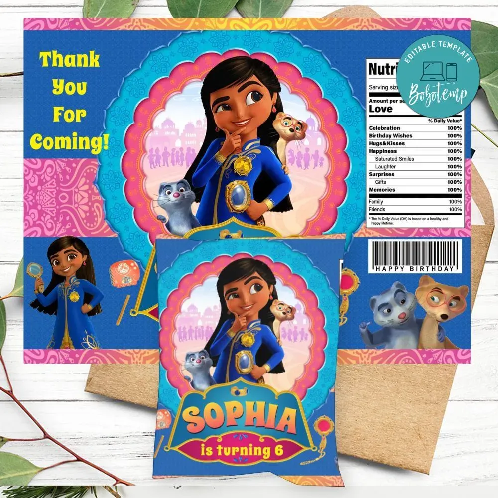 Mira Royal Detective Birthday Chip Bag Digital File Printable Bobotemp