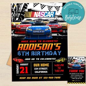 Nascar Invitation Template Free Thank You Card Printable