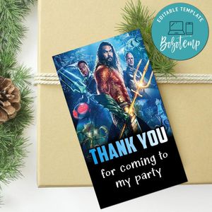 Aquaman 2 Thank You Tag Customizable Template To Print At Home Instant Download