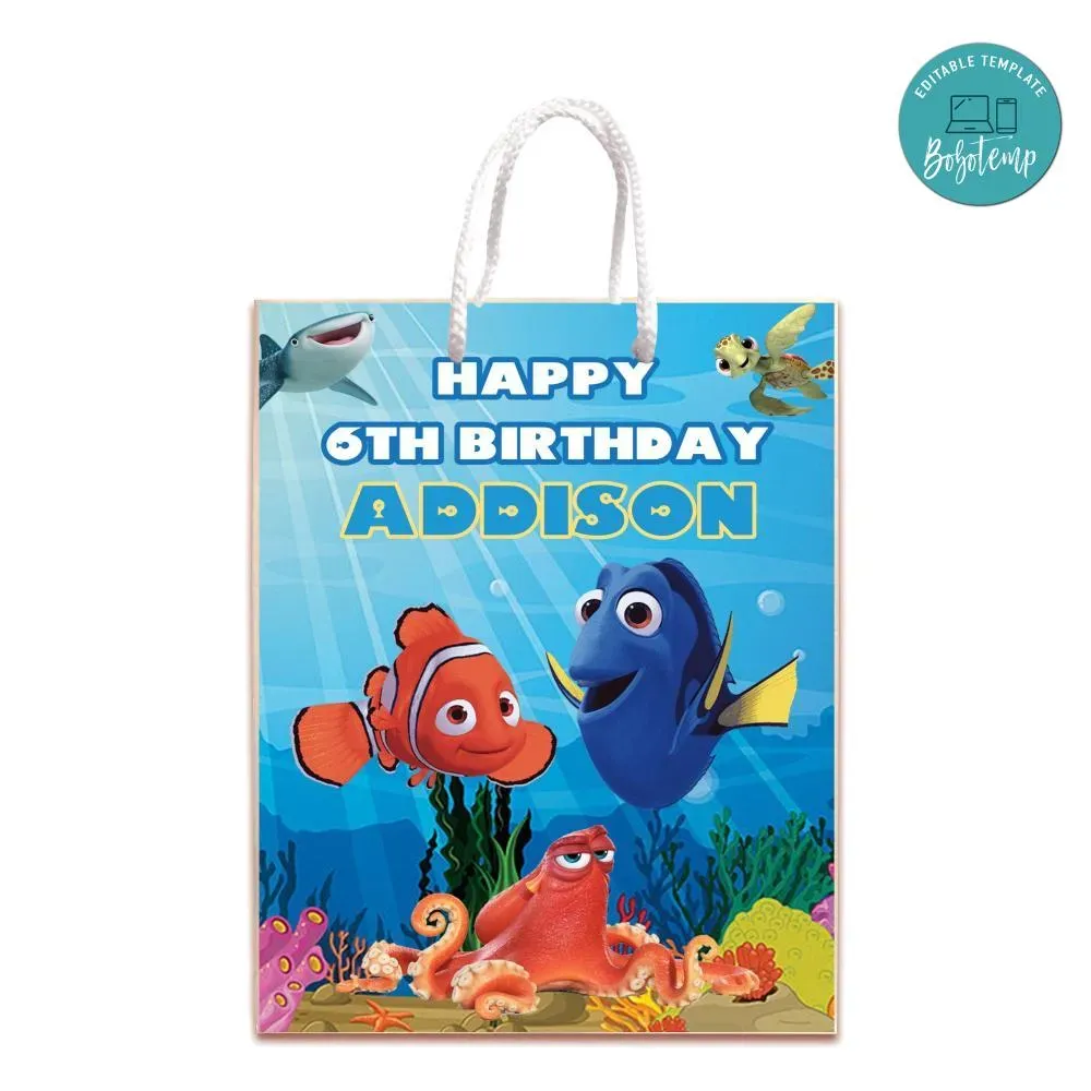 Finding Dory Nemo Gift Bag Label Template Printable DIY | Bobotemp