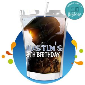Halo Capri Sun Birthday Labels Digital File Printable Instant Download