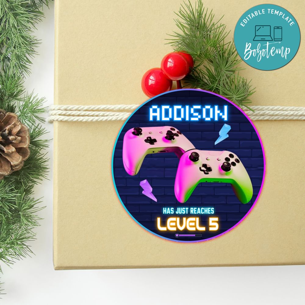 Video Game Circle Sticker Template Customizable DIY | Bobotemp