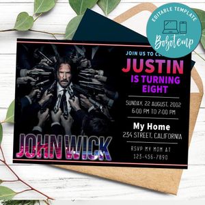 John Wick Invitation Customizable Template to Print at Home Instant Download