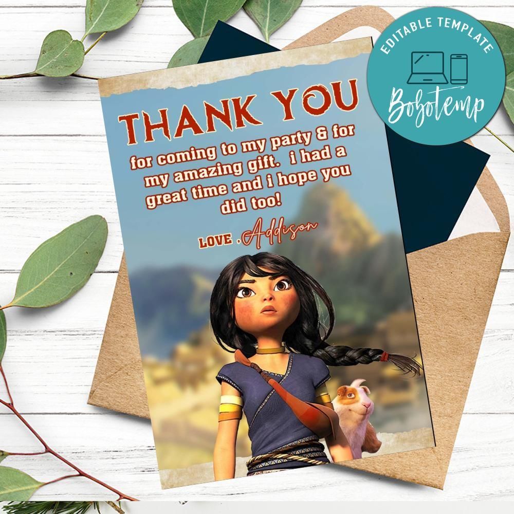 Kayara Thank You Card Customizable Template To Print At Home Instant Download