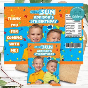 Vlad And Niki Birthday Honey Buns Snack Bag Label Customizable Instant Download