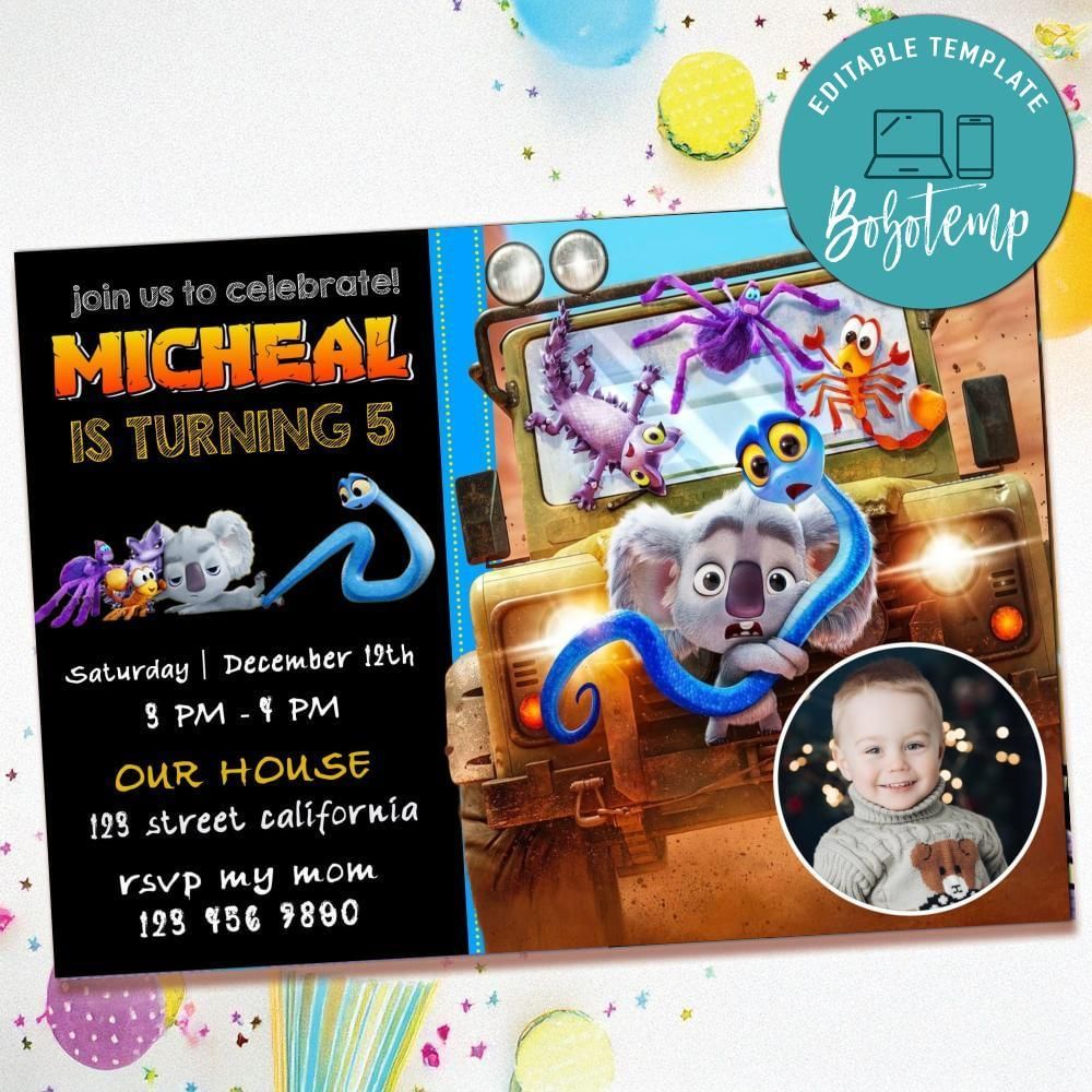 Back to the Outback Birthday Invitation with Photo Customizable Template to Print at Home Instant Download