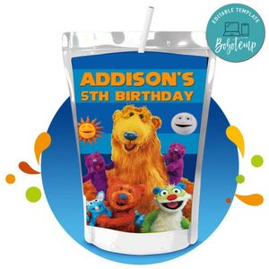 Bear in the big blue house Capri Sun Birthday Label Digital File Printable Instant Download