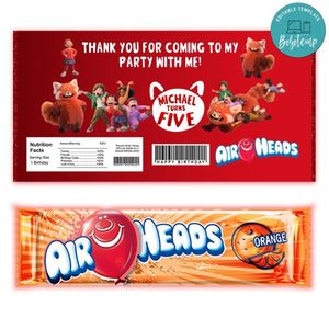 Turning Red Airhead Candy Wrapper Template Printable Instant Download