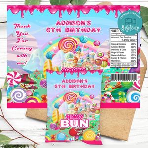 Candyland Honeybun Snack Bag Digital File Printable Instant Download