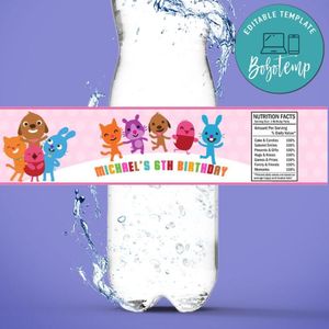 Sago Mini Birthday Water Bottle Label Template to Print at Home Instant Download