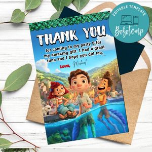 Disney Pixar Luca Thank You Card Customizable Template To Print At Home Instant Download