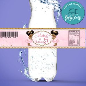 African Princess Birthday Water Bottle Label Template to Print at Home Instant Download