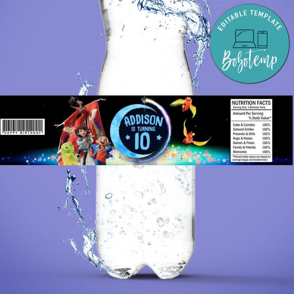 Over the moon Birthday Water Bottle Label Template to Print at Home Instant Download