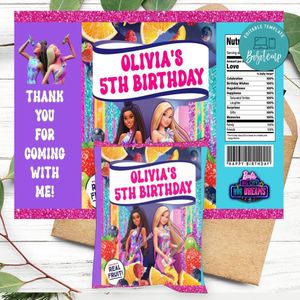 Barbie Big City Birthday Party Fruit Snack Bag Digital File Printable Instant Download