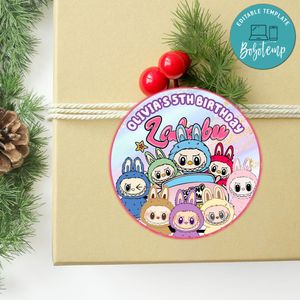 Labubu Circle Sticker Template Customizable To Print At Home Instant Download