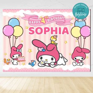 My melody Birthday Backdrop Digital File Template Instant Download