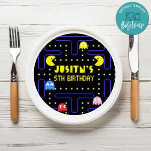 Pacman Birthday Plate Template Customizable To Print At Home Instant Download