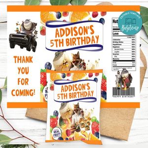 The Bad Guys Birthday Party Fruit Snack Bag Digital File Printable Instant Download