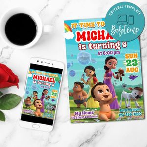 Mighty Little Bheem Mobile Invite Customizable Template Instant Download