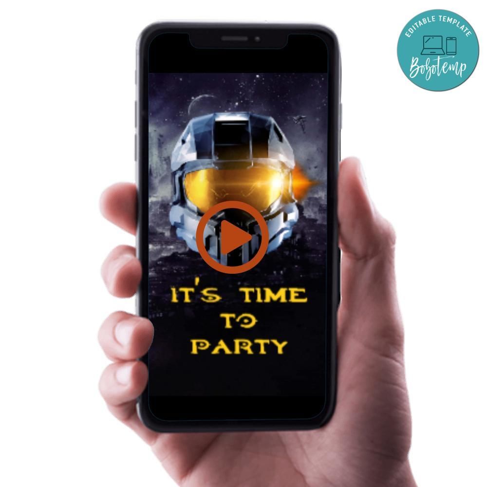 Master Chief Birthday Video Invitation Digital Template Customizable Instant Download
