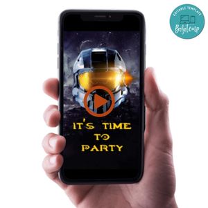 Master Chief Birthday Video Invitation Digital Template Customizable Instant Download