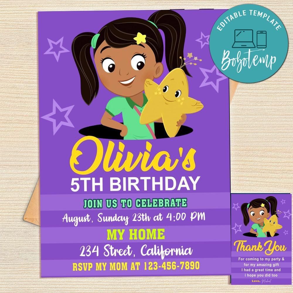 Nina's World Invitation Template Free Thank You Card Printable