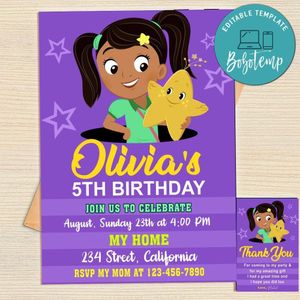 Nina's World Invitation Template Free Thank You Card Printable