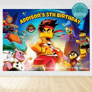 Monkie kid Birthday Backdrop Digital File Template Instant Download