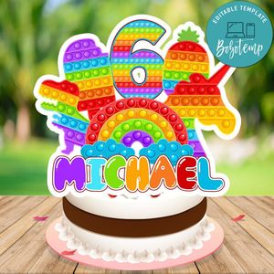 Pop the bubbles Cake Topper Template Printable Instant Download
