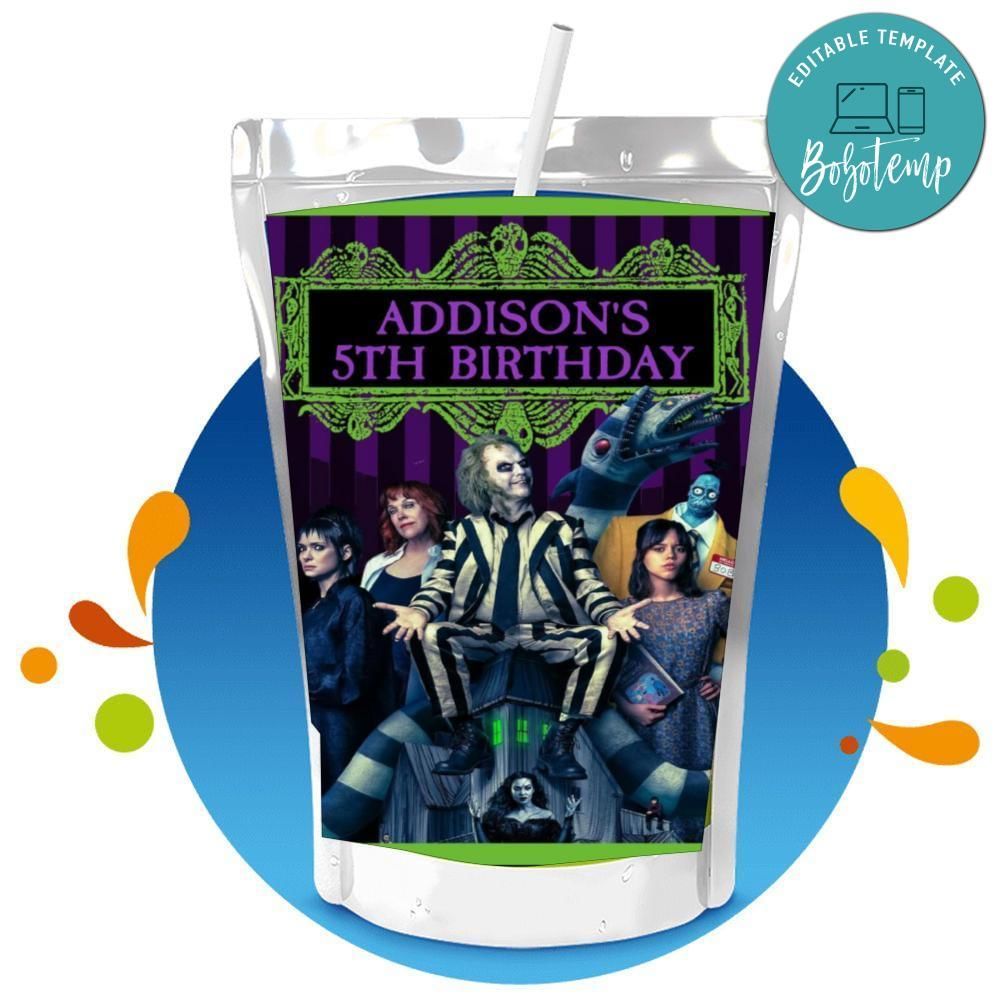 Beetlejuice 2 Capri Sun Birthday Label Digital File Printable Instant Download