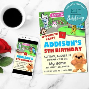 Adopt Me Birthday Flyer Customizable Template to Print at Home Instant Download