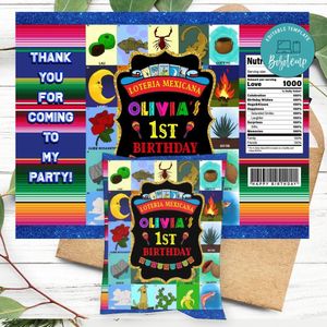 Loteria Birthday Party Chip Bag Digital File Printable Instant Download