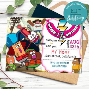 Pinky Malinky Birthday Invitation Customizable Template to Print at Home Instant Download