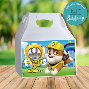Rubble Paw Patrol Gable Box Digital File Printable Instant Download