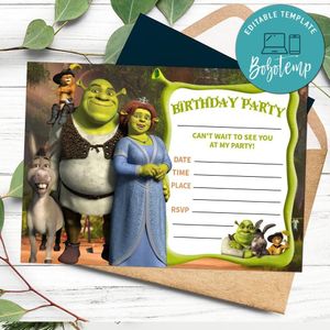 Shrek fill in blank Invitation Customizable Template to Print at Home Instant Download