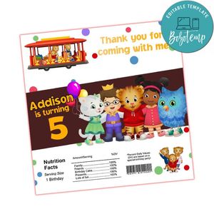 Daniel tiger chocolate bar wrapper Template Printable Instant Download