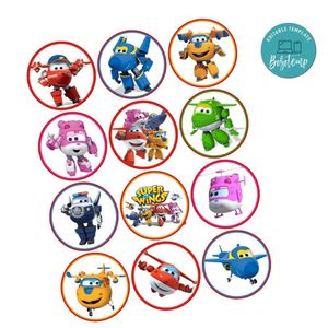 Super Wings Cupcake Toppers Template Printable Instant Download