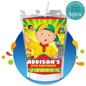 Caillou Capri Sun Birthday Label Digital File Printable Instant Download
