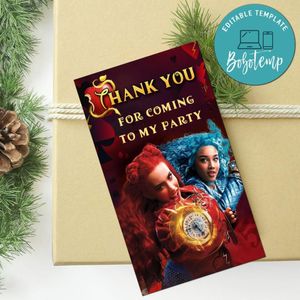 Descendants Rise Of The Red Thank You Tag Customizable Template To Print At Home Instant Download