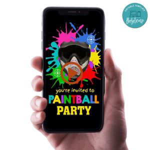 Paintball Birthday Video Invitation Digital Template Customizable Instant Download