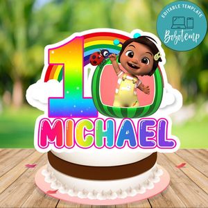 Nina cocomelon Cake Topper Template Printable Instant Download